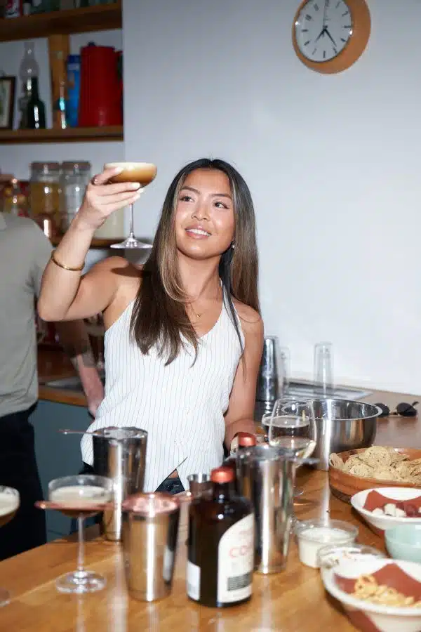 shaking up a decaf espresso martini at home