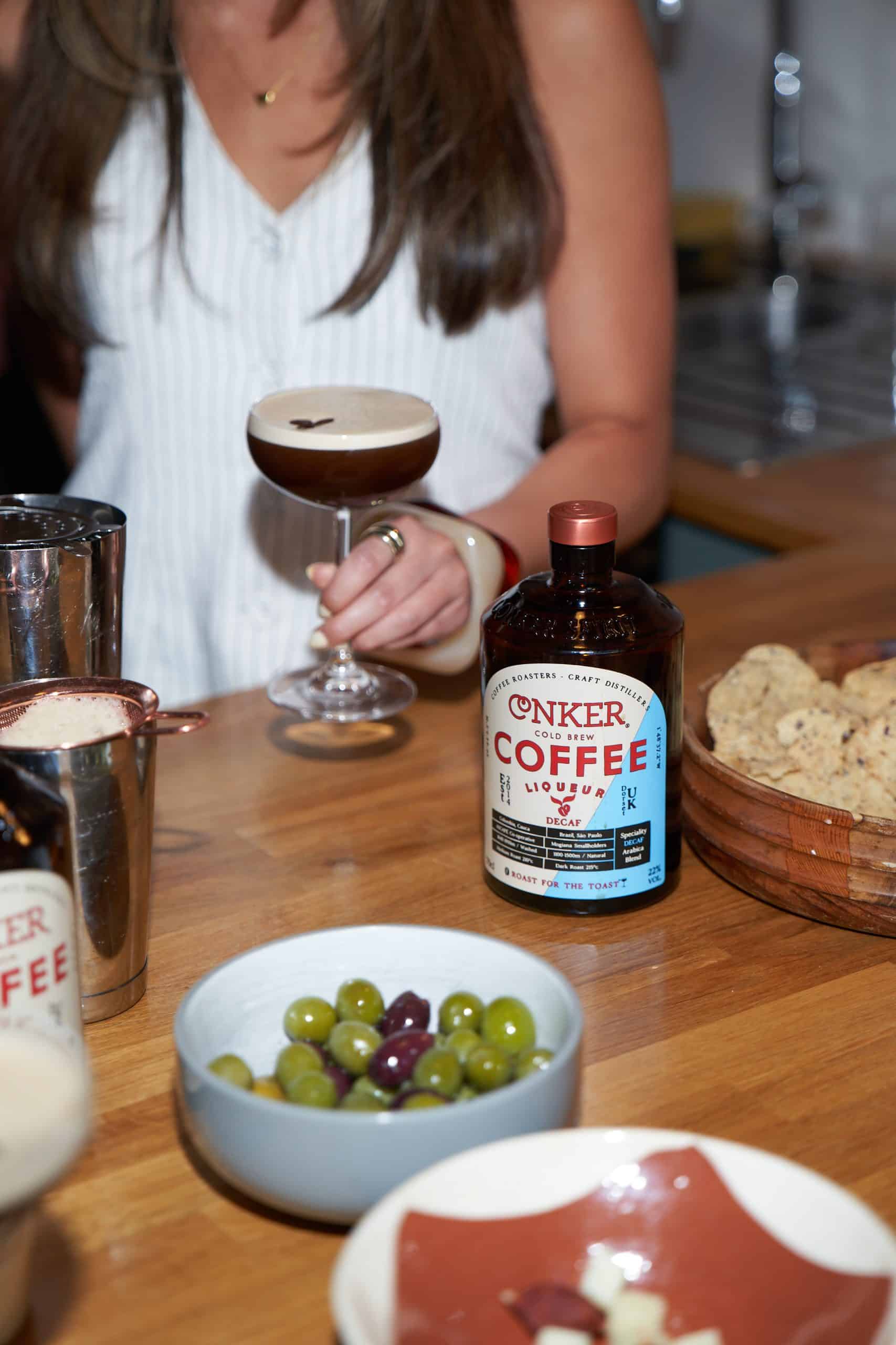 Decaf Espresso martini at home in a kitchen
